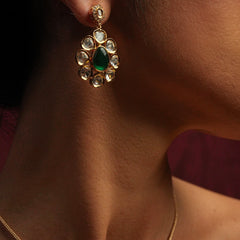 GULZAR GREEN NECKLACE SET WITH EARRINGS