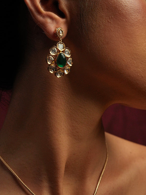 GULZAR GREEN NECKLACE SET WITH EARRINGS