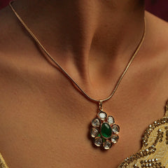 GULZAR GREEN NECKLACE SET WITH EARRINGS