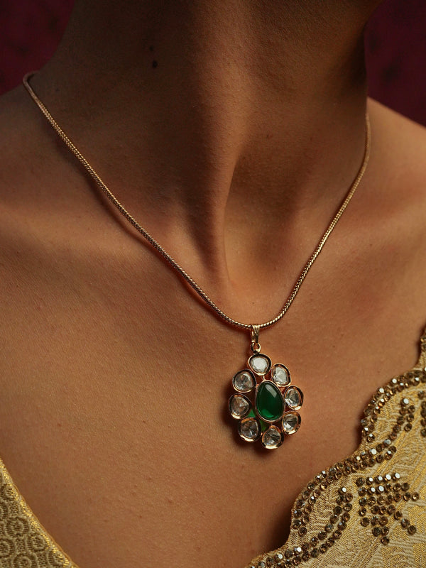 GULZAR GREEN NECKLACE SET WITH EARRINGS
