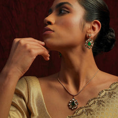 GULZAR GREEN NECKLACE SET WITH EARRINGS