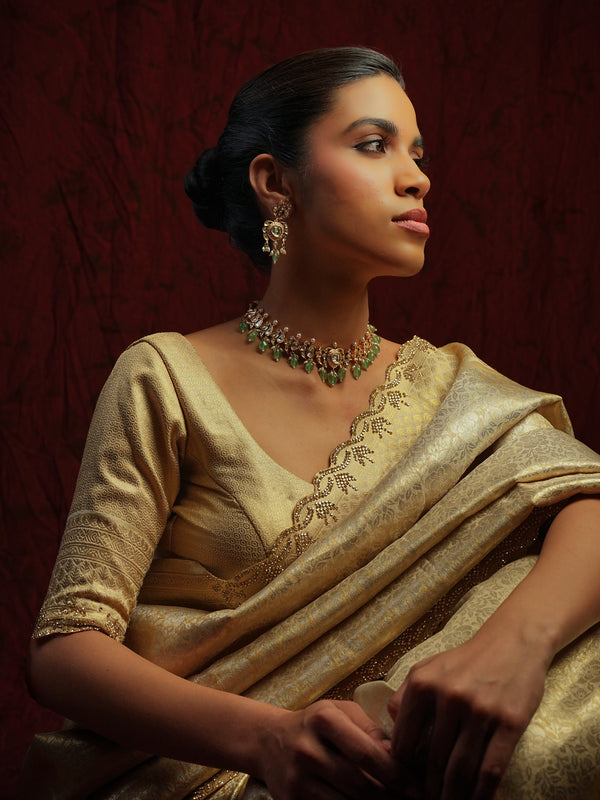 ADVIKA GREEN NECKLACE SET WITH EARRINGS