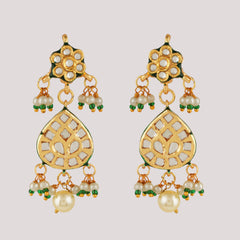 GOLD PLATED ETHNIC NECKLACE SET WITH EARINGS