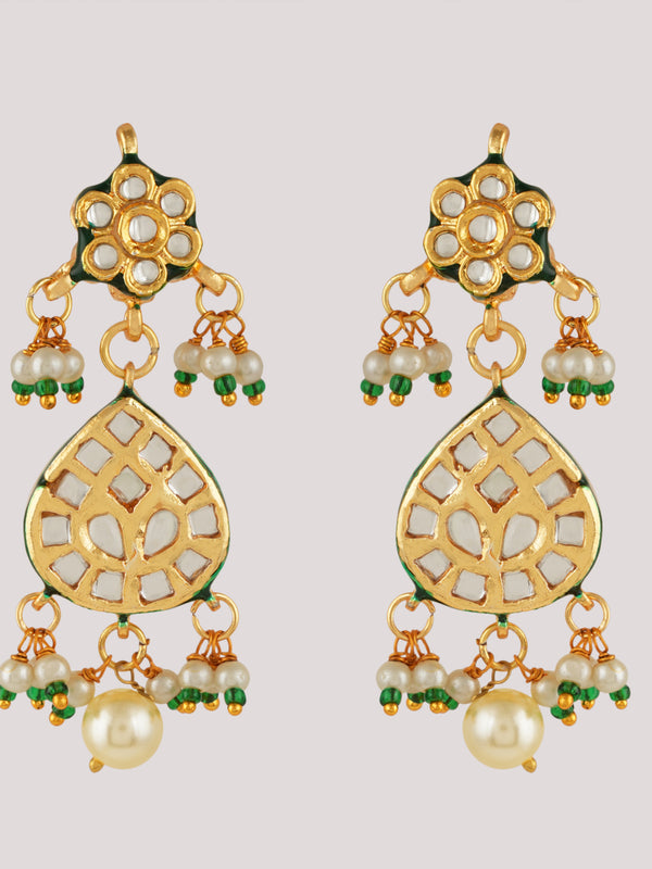 GOLD PLATED ETHNIC NECKLACE SET WITH EARINGS