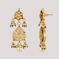 GOLD PLATED ETHNIC NECKLACE SET WITH EARINGS