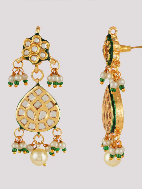 GOLD PLATED ETHNIC NECKLACE SET WITH EARINGS