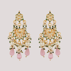 GOLD PLATED KUNDAN CHOKAR & EARRINGS WITH STUDDED PINK STONES