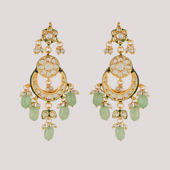 GOLD PLATED ETHNIC KUNDAN STUDDED GREEN CHOKAR SET WITH EARINGS