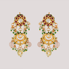GOLD PLATED MULTI-COLOR ETHNIC CHOKAR SET WITH EARRINGS