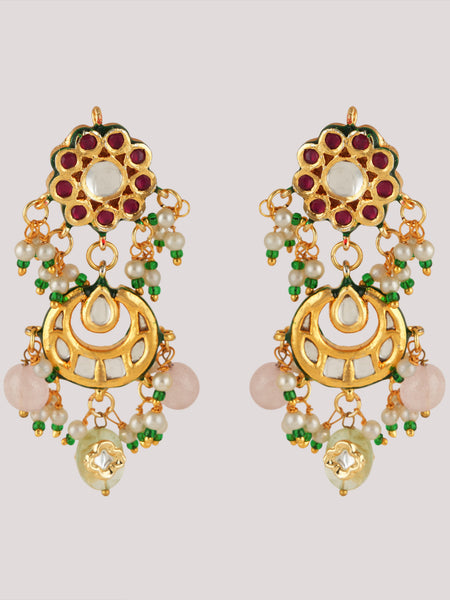 GOLD PLATED MULTI-COLOR ETHNIC CHOKAR SET WITH EARRINGS