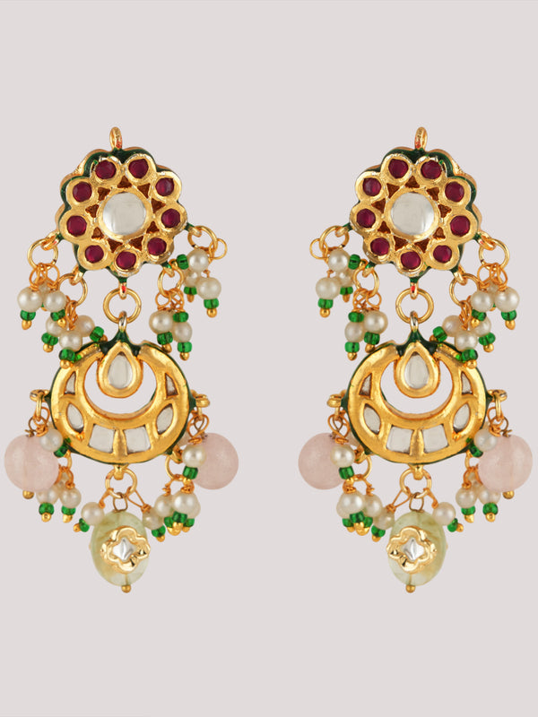 GOLD PLATED MULTI-COLOR ETHNIC CHOKAR SET WITH EARRINGS