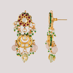 GOLD PLATED MULTI-COLOR ETHNIC CHOKAR SET WITH EARRINGS