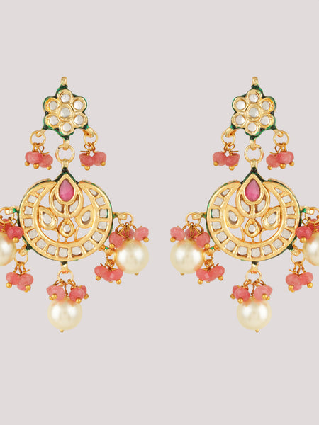 GOLD PLATED ETHNIC PINK CHOKAR SET WITH EARRINGS