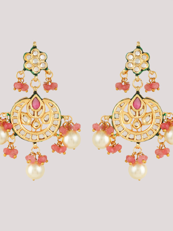 GOLD PLATED ETHNIC PINK CHOKAR SET WITH EARRINGS