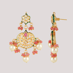 GOLD PLATED ETHNIC PINK CHOKAR SET WITH EARRINGS