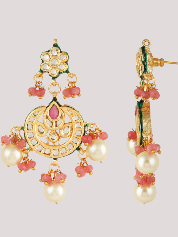 GOLD PLATED ETHNIC PINK CHOKAR SET WITH EARRINGS