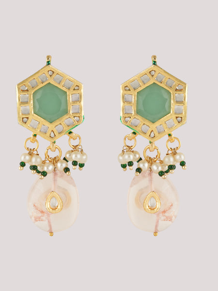 GOLD PLATED ETHNIC KUNDAN MULTI-COLOR CHOKAR SET WITH EARRINGS