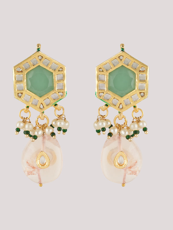GOLD PLATED ETHNIC KUNDAN MULTI-COLOR CHOKAR SET WITH EARRINGS