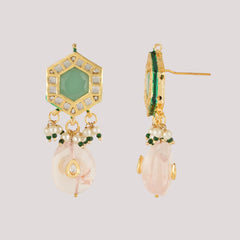 GOLD PLATED ETHNIC KUNDAN MULTI-COLOR CHOKAR SET WITH EARRINGS