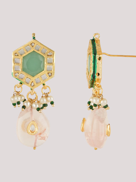 GOLD PLATED ETHNIC KUNDAN MULTI-COLOR CHOKAR SET WITH EARRINGS