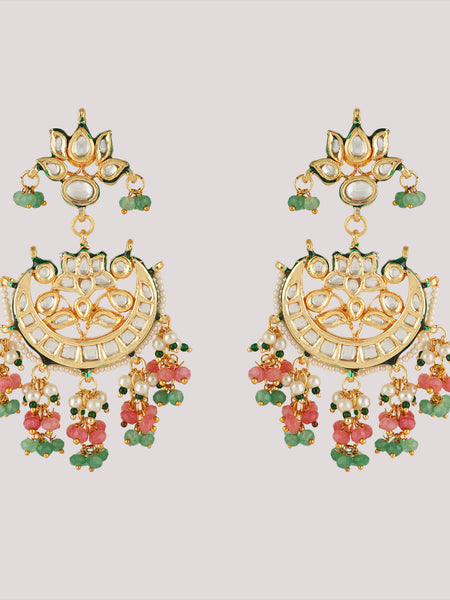 GOLD PLATED MULTI-COLOR ETHNIC CHOKAR SET WITH EARRINGS