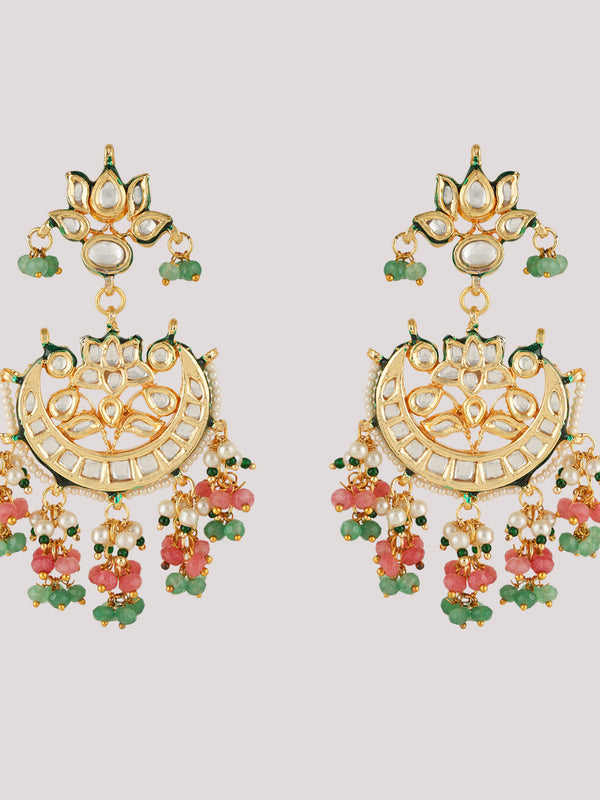 GOLD PLATED MULTI-COLOR ETHNIC CHOKAR SET WITH EARRINGS
