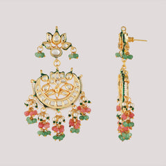 GOLD PLATED MULTI-COLOR ETHNIC CHOKAR SET WITH EARRINGS
