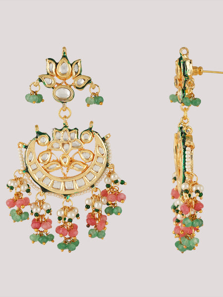 GOLD PLATED MULTI-COLOR ETHNIC CHOKAR SET WITH EARRINGS