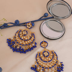 Gold Plated Blue Chandbali Earrings