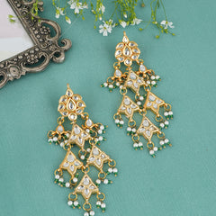 Gold Plated Ethnic Green Danglers