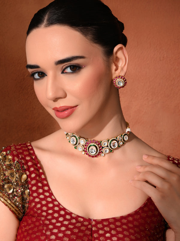 Multi Kundan Ethnic Necklace Set