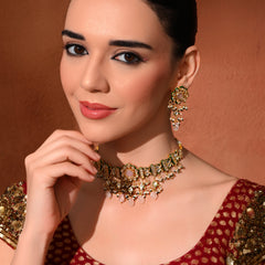 Pink Kundan Polki Designer Choker Set