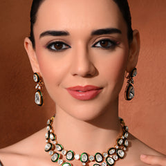 Green Kundan Polki Necklace Set