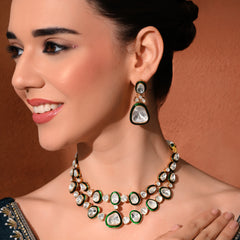 Green Kundan Polki Necklace Set