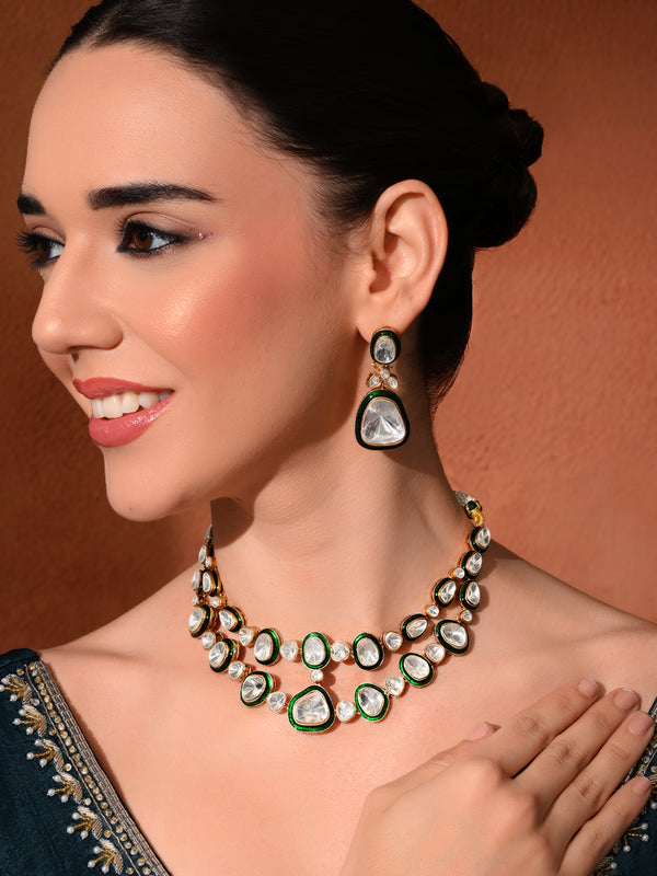 Green Kundan Polki Necklace Set