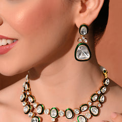 Green Kundan Polki Necklace Set