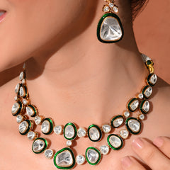 Green Kundan Polki Necklace Set