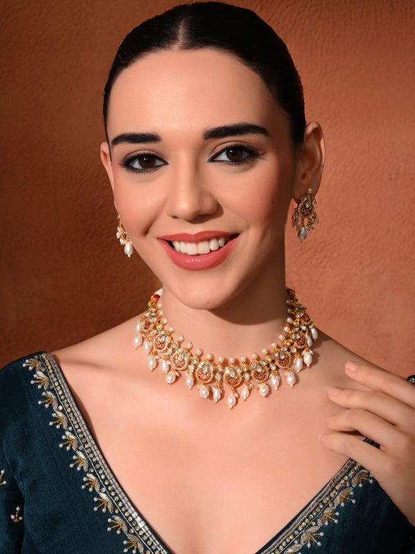 Red Ethnic Necklace Set