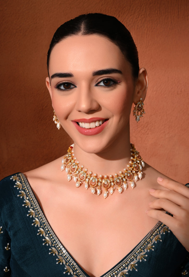 Red Ethnic Necklace Set