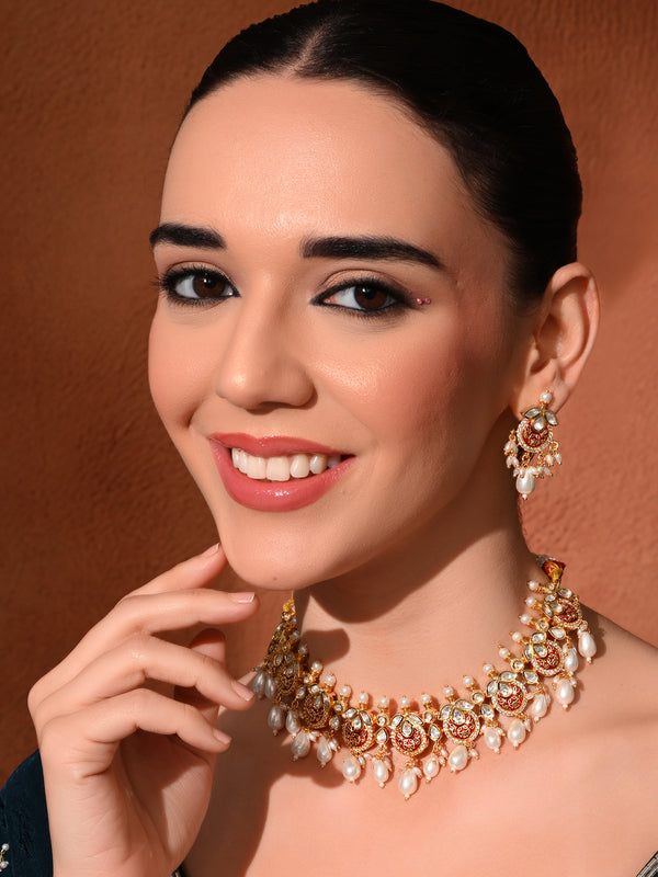 Red Ethnic Necklace Set