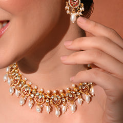 Red Ethnic Necklace Set