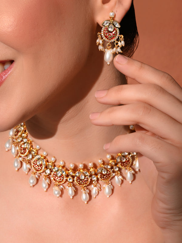 Red Ethnic Necklace Set