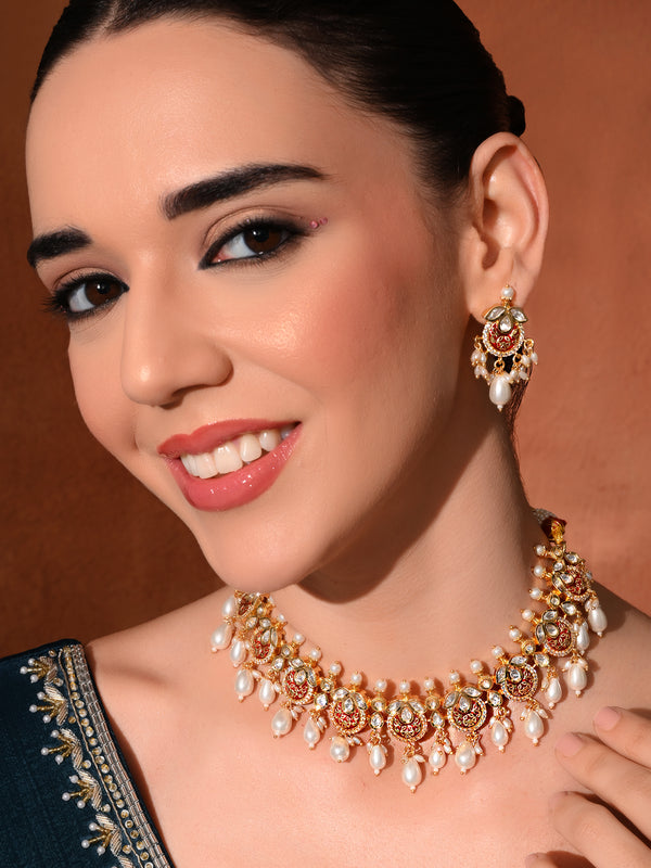 Red Ethnic Necklace Set