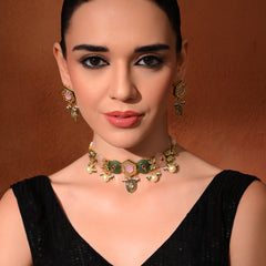 Multi-Color Kundan Polki Ethnic Choker Set