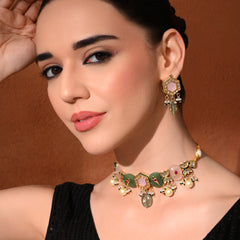 Multi-Color Kundan Polki Ethnic Choker Set