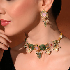Multi-Color Kundan Polki Ethnic Choker Set