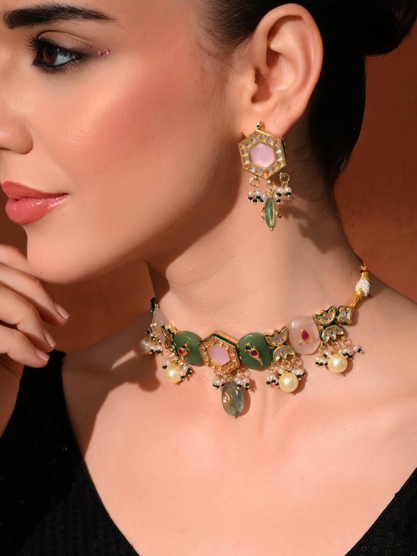 Multi-Color Kundan Polki Ethnic Choker Set