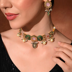 Multi-Color Kundan Polki Ethnic Choker Set