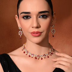 Pink Gold Ethnic Necklace Set