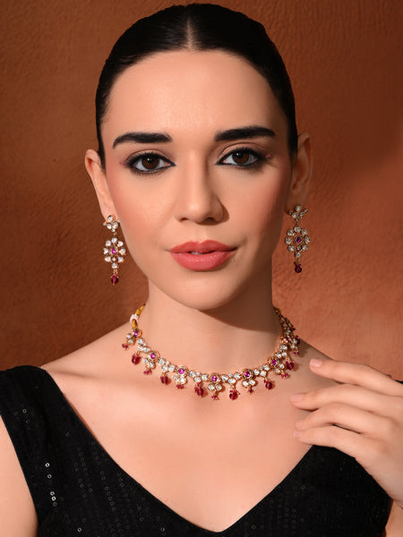 Pink Gold Ethnic Necklace Set